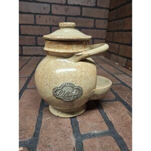 Vintage Etain Veritable Stoneware Olive Container